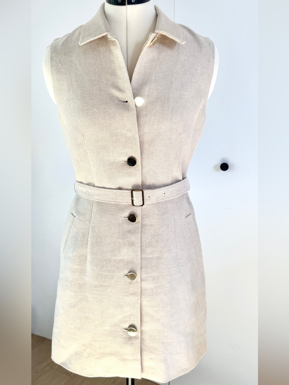 Theory Cream Linen Dress